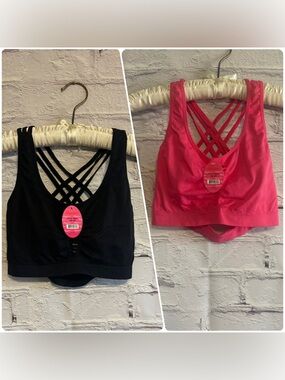 Angelina x2 Crisscross Bralette’s - Black & Hot Pink